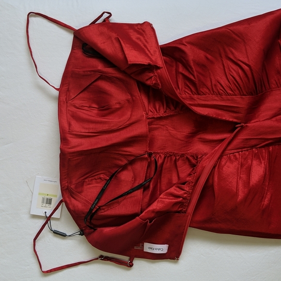 NWT Calvin Klein red strappy mini dress with ruching women's US 4 - Picture 7 of 12